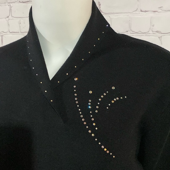Élégant black rhinstone sweater - Picture 3 of 6